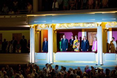Le roi Philippe et la reine Mathilde de Belgique, la princesse Astrid et le prince Lorenz au concert en prélude à la Fête nationale belge aux Beaux-Arts à Bruxelles. Le 20 juillet 2022