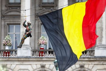 La famille royale belge assiste à la parade lors de la fête nationale à Bruxelles, le 21 juillet 2022.