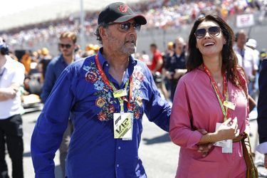 Jean Reno et sa femme Zofia Borucka - Les célébrités lors du Grand Prix de France de Formule 1 (F1) sur le circuit Paul Ricard au Castellet, le 24 juillet 2022.