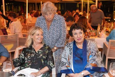 Sylvie Siri (Maire de Saint-Tropez), Jacqueline Franjou, Roselyne Bachelot lors de la soirée d'ouverture du festival de Ramatuelle le 1er aout 2022. 