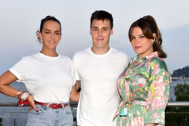 Pauline Ducruet, son frère Louis Ducruet et leur soeur Camille Gottlieb durant la soirée d'été de Fight Aids Monaco au Sporting Club de Monaco, le 23 juillet 2022.