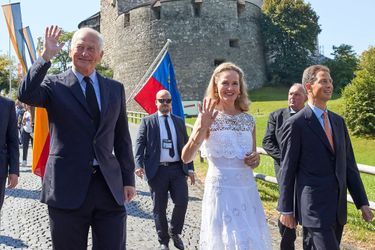 Le prince Hans-Adam II de Liechtenstein, la princesse Sophie et le prince héritier Alois à Vaduz, le 15 août 2022 