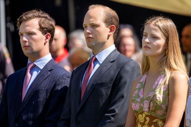 La princesse Marie Caroline de Liechtenstein et ses frères les princes Georg et Josef Wenzel à Vaduz, le 15 août 2022