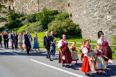 La famille princière de Liechtenstein à Vaduz, le 15 août 2022, lors de la Fête nationale