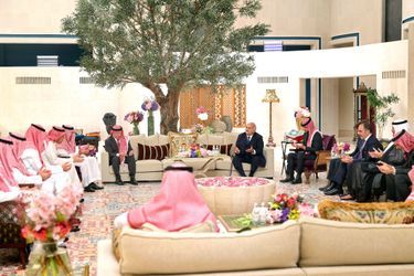 Fiançailles du prince héritier Hussein de Jordanie avec Rajwa Khaled bin Musaed bin Saif bin Abdulaziz Al Saif à Riyadh le 17 août 2022