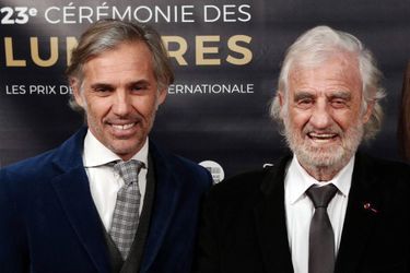 Jean-Paul Belmondo et son fils Paul Belmondo en 2019 à Paris.