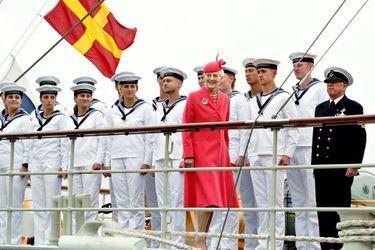 La reine Margrethe II de Danemark sur son yacht royal, le Dannebrog, le 11 septembre 2022
