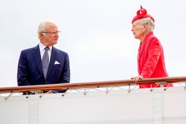 Le roi Carl XVI Gustaf et la reine Margrethe II de Danemark sur le Dannebrog à Copenhague, le 11 septembre 2022 