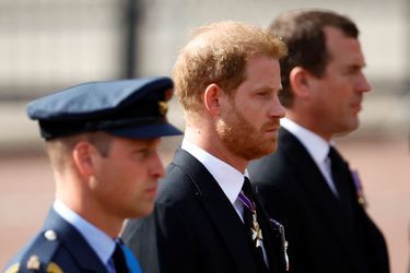 Les princes William et Harry en route vers le palais de Westminster, le 14 septembre 2022.