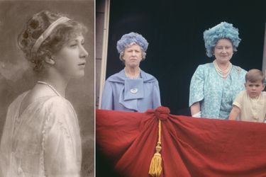 Portrait non daté de la princesse Mary - A droite, au balcon de Buckingham Palace lors de la cérémonie Trooping the Colour de 1964 avec la Queen Mum et le prince Andrew<br />
