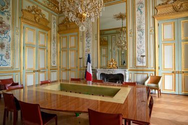 Le salon vert au palais de l'Elysée. Photo prise le 16 septembre 2022. 