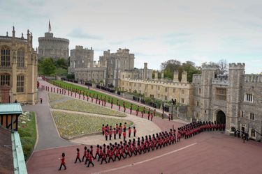 La garde royale au Château de Windsor, ultime étape des funérailles de la reine Elizabeth II, lundi 19 septembre 2022.  <br />
