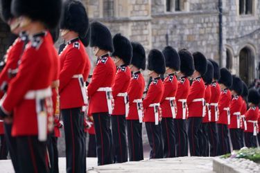 La garde royale au Château de Windsor, ultime étape des funérailles de la reine Elizabeth II, lundi 19 septembre 2022.  <br />
