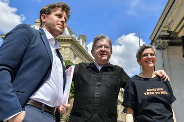 Julien Bayou, Jean-Luc Mélenchon et Sandrine Rousseau  le 21 mai 2022. 