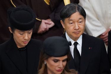 L'impératrice Masako et l'empereur Naruhito du Japon lors des funérailles de la reine Elizabeth II à l'abbaye de Westminster, le 19 septembre 2022