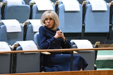 Brigitte Macron spectatrice lors du discours d'Emmanuel Macron devant l’Assemblée générale de l’Organisation des Nations unies.