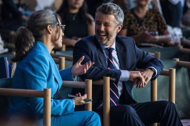 Le prince héritier Frederik de Danemark avec l'ambassadrice danoise à New York, le 20 septembre 2022