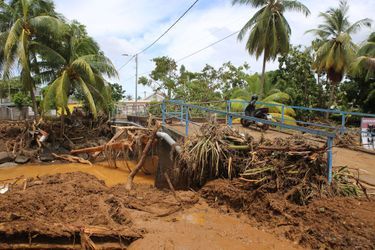 Un site dévasté par le passage de la tempête Fiona, en Guadeloupe.