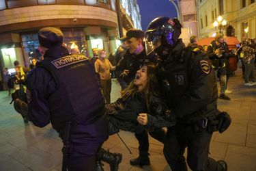 Les manifestants arrêtés à Moscou mercredi soir.