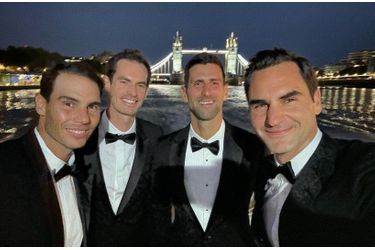 Rafael Nadal, Andy Murray, Novak Djokovic et Roger Federer à Londres le 22 septembre 2022. 
