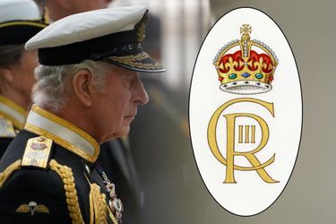 Le monogramme du roi Charles III (à gauche, le 19 septembre 2022), dévoilé ce 27 septembre 2022 