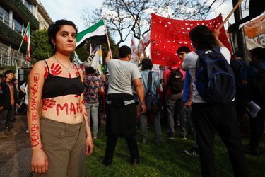 Photo prise lors de la manifestation de soutien au peuple iranien à Buenos Aires le 2 octobre 2022.