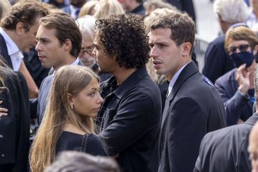 Stella Belmondo, Victor Belmondo au obsèques de Jean-Paul Belmondo en l'église Saint-Germain-des-Prés, à Paris le 10 septembre 2021.