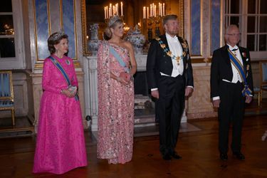 La reine Maxima et le roi Willem-Alexander des Pays-Bas avec la reine Silvia et du roi Carl XVI Gustaf de Suède à Stockholm, le 11 octobre 2022