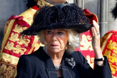 La reine consort Camilla lors de la cérémonie hommage à Elizabeth II à la cathédrale St Giles d'Edimbourg, le 12 septembre 2022. 