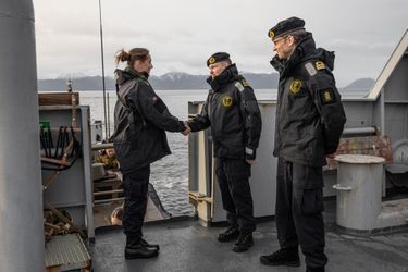 La princesse Ingrid Alexandra de Norvège lors de sa visite à la base principale et logistique de la marine royale norvégienne, le 20 octobre 2022 
