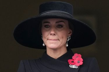 L'émotion de la princesse de Galles Kate Middleton lors de la cérémonie du souvenir, le 13 novembre 2022. Il s'agissait de la première cérémonie du souvenir depuis la mort d'Elizabeth II.