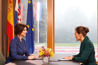 La reine Letizia ed'Espagne et le Première dame de Croatie Sanja Musić à Zabreg, le 16 novembre 2022