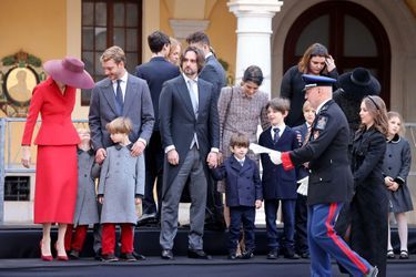 Les enfants et petits-enfants de Caroline de Monaco lors des célébrations de la Fête nationale monégasque, samedi 19 novembre 2022. 