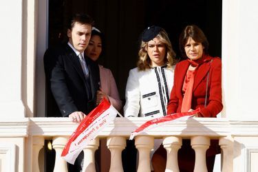Stéphanie de Monaco avec Camille Gottlieb, Louis Ducruet et Marie Chevallier lors des célébrations de la Fête nationale monégasque, samedi 19 novembre 2022. 