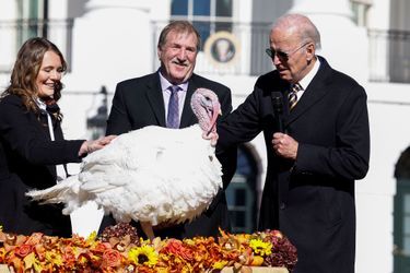 Joe Biden et l'une des dindes de Thanksgiving.