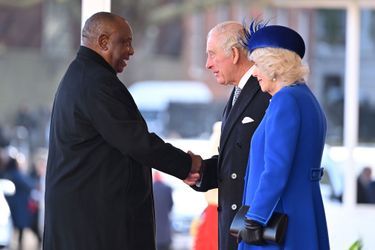 Le roi Charles III, la reine Camilla lors de la réception du président sud-africain, à Londres, le 22 novembre 2022.