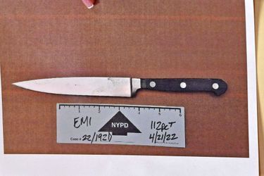 The murder weapon presented by the police.