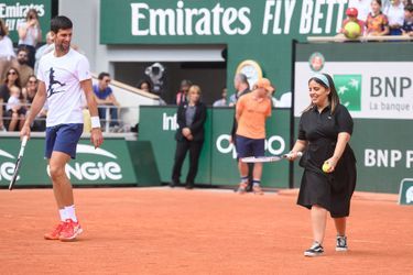 Novak Djokovic and Inès Reg played together during Children's Day.