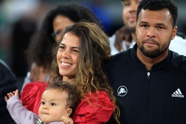 Jo-Wilfried Tsonga and his wife on Tuesday as the player finished his career.