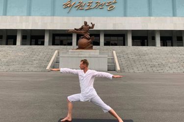Joachim Bergström during one of his yoga sessions in Pyongyang in 2020.