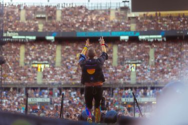Chris Martin, leader of Coldplay, at the Stade de France.
