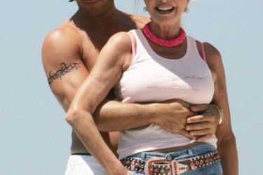 With her last husband, Italian actor and actress Rossano Rubicondi, in 2005. She married in 2008, and they divorced a year later