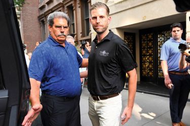 Eric Trump in front of his mother's apartment, who had just learned of her death, in New York, on July 14.