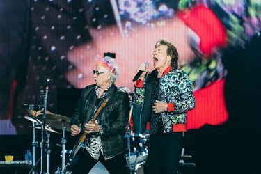 Mick Jagger on stage, with Keith Richards, Saturday in Paris.
