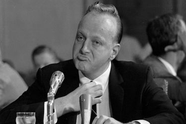This file photo from September 8, 1961 shows Frank "Lefty" Rosenthal at a witness table before the Senate Investigative Subcommittee in Washington during a gambling investigation.