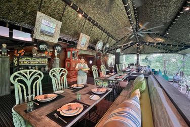 The huge, colorfully decorated dining room opens 180 degrees onto the jungle.  It is here that we take the three meals.
