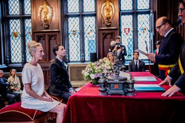 Princess Maria Laura of Belgium and William Ivsy during their civil wedding at Brussels City Hall, September 10, 2022