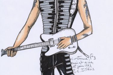 Fidèle à son idée d'Hallyday conquérant et bon, Jitrois le dessine dans le cuir et l'acier.