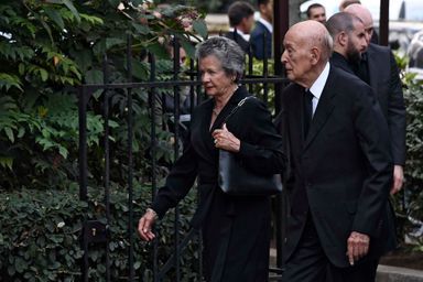 Valéry Giscard d'Estaing et Edouard Balladur aux obsèques de Liliane Bettencourt