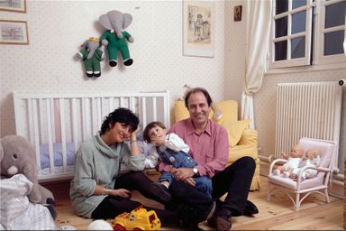 Geneviève, Emmanuel et Michel Delpech, en 1991